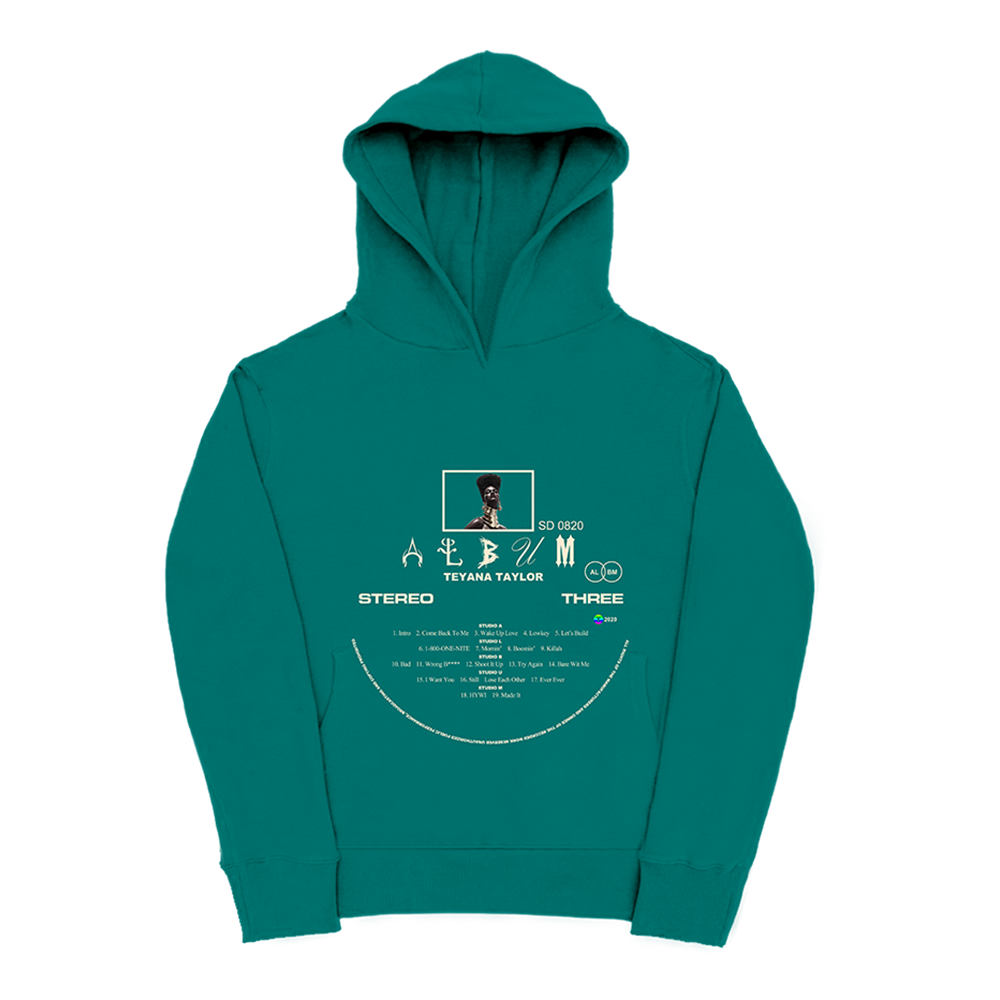 Teyana Taylor: Vinyl Record Turquoise Hoodie front